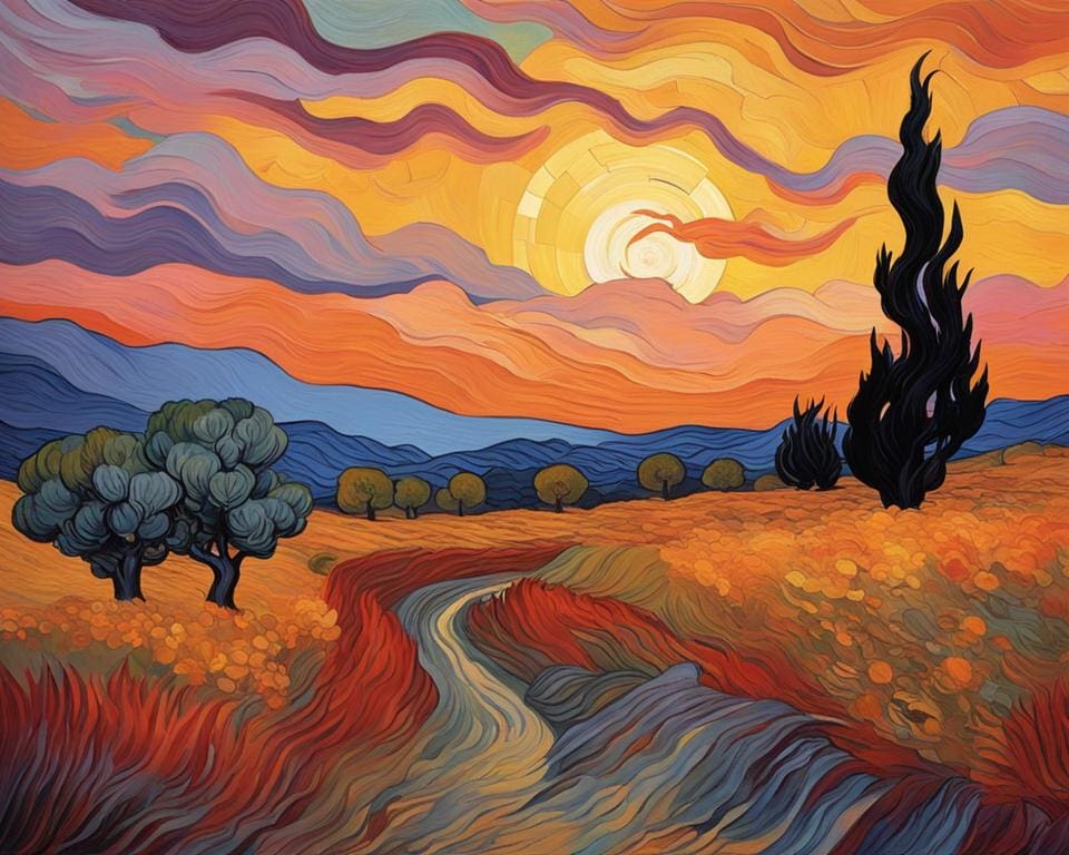 Zonsondergang bij Montmajour door Vincent van Gogh