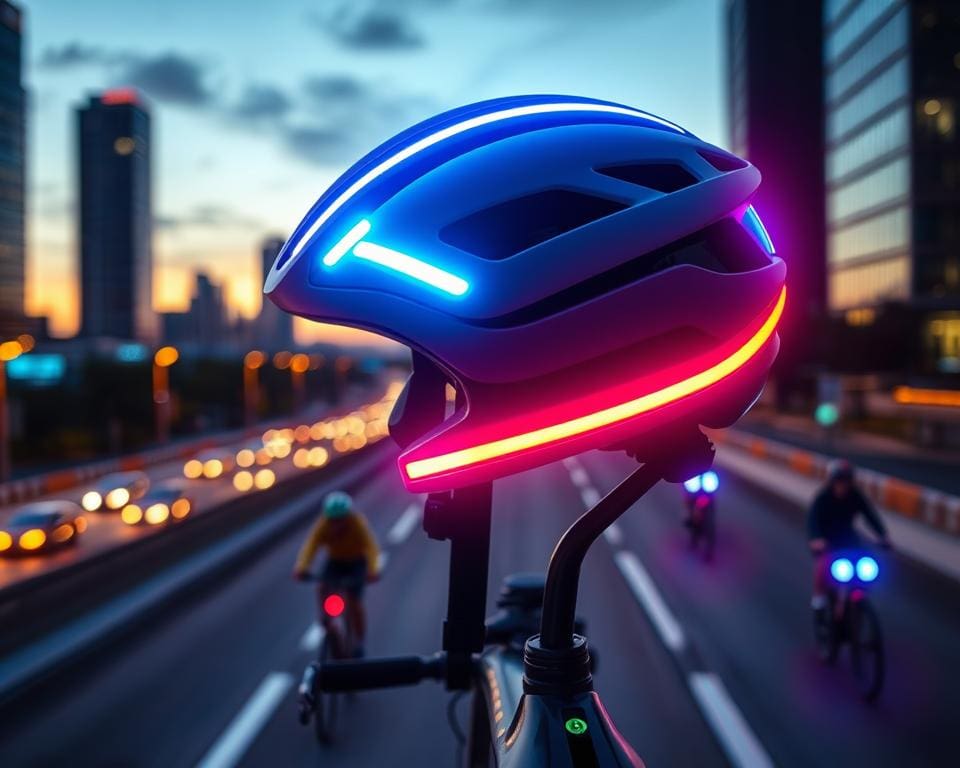 verkeersveiligheid slimme fietshelmen met LED-verlichting voor veiligheid