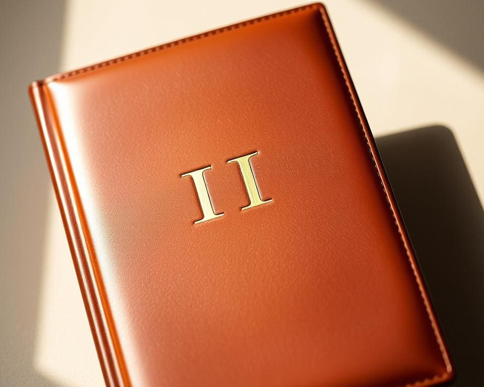 leren boekomslag met initialen