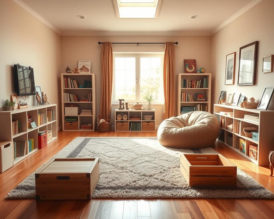 Wat zijn leuke ideeën voor een speelhoek in de woonkamer?