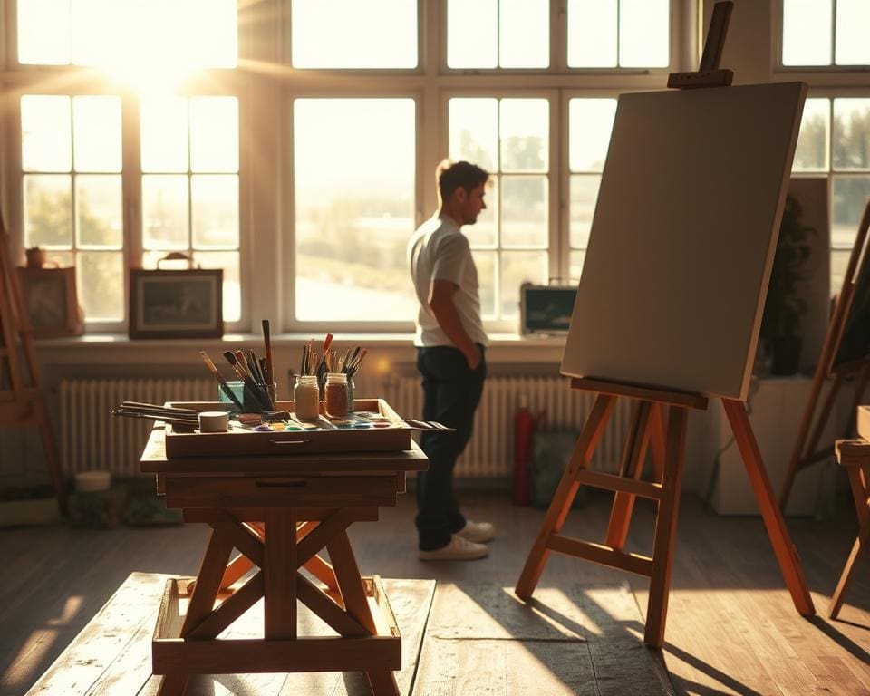 licht in het schilderatelier