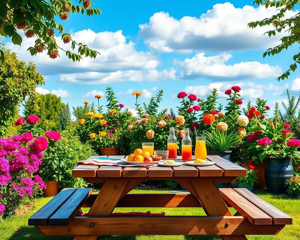 Wat maakt een picknicktafel praktisch in de tuin?