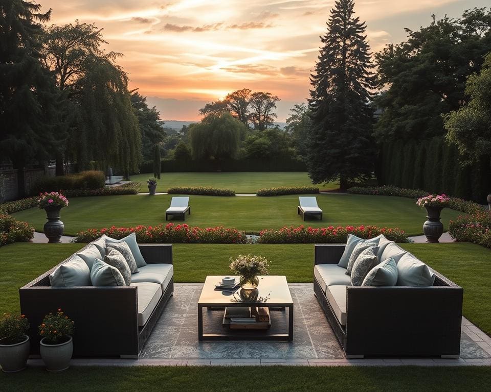 Welke loungeset is geschikt voor grote tuinen?